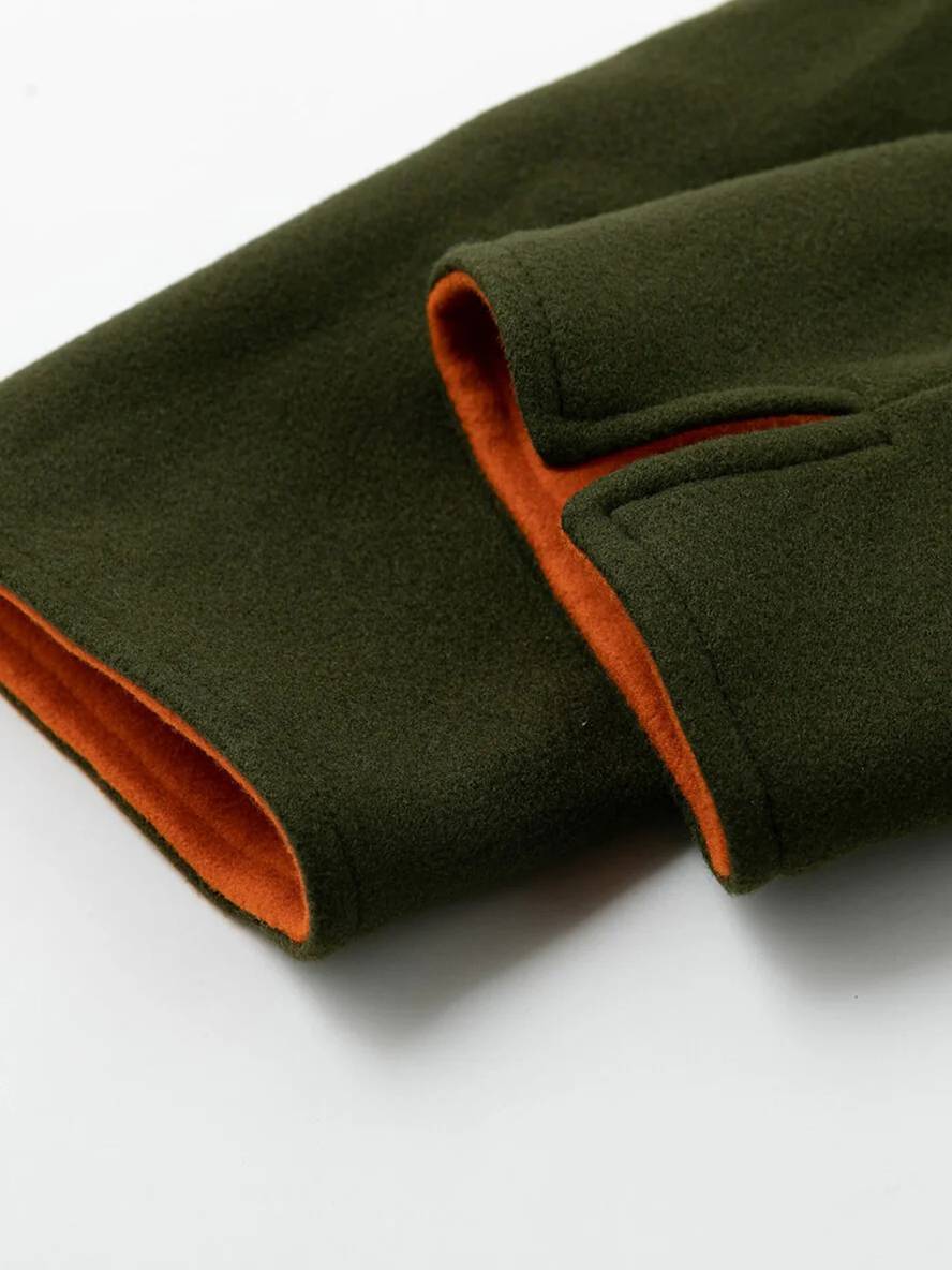 Cocolii manteau en laine unicolore boutonnage col montant manches longues femme casual mode vintage