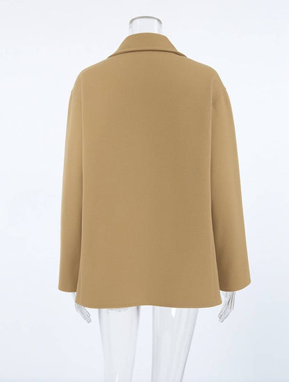 Cocolii court manteau en laine double boutonnage manches longues femme élégant décontracté ample casual hiver veste