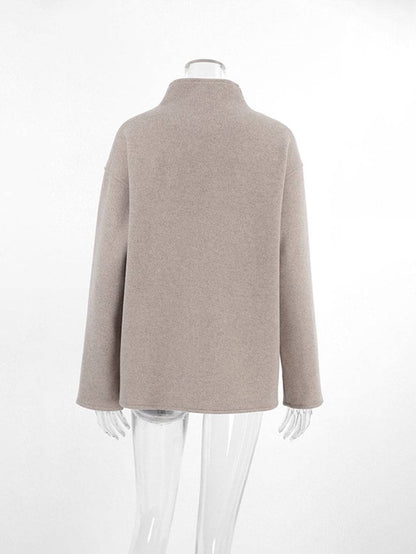 Cocolii court manteau en laine double boutonnage v-cou col montant manches longues femme élégant vintage décontracté veste