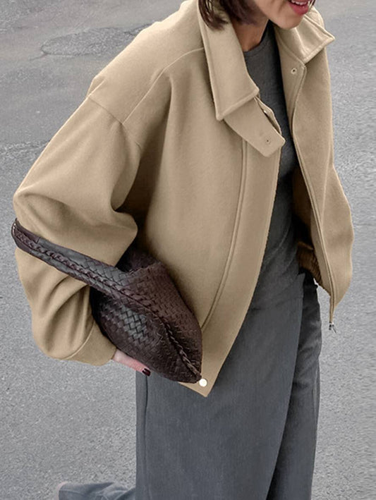 Cocolii manteau boutons col revers épaule tombante femme élégant décontracté oversized automne veste