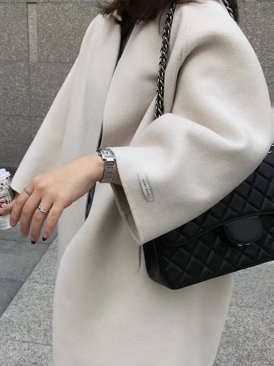 Cocolii manteau long cheville femme droit poches manches longues femme élégant décontracté oversized