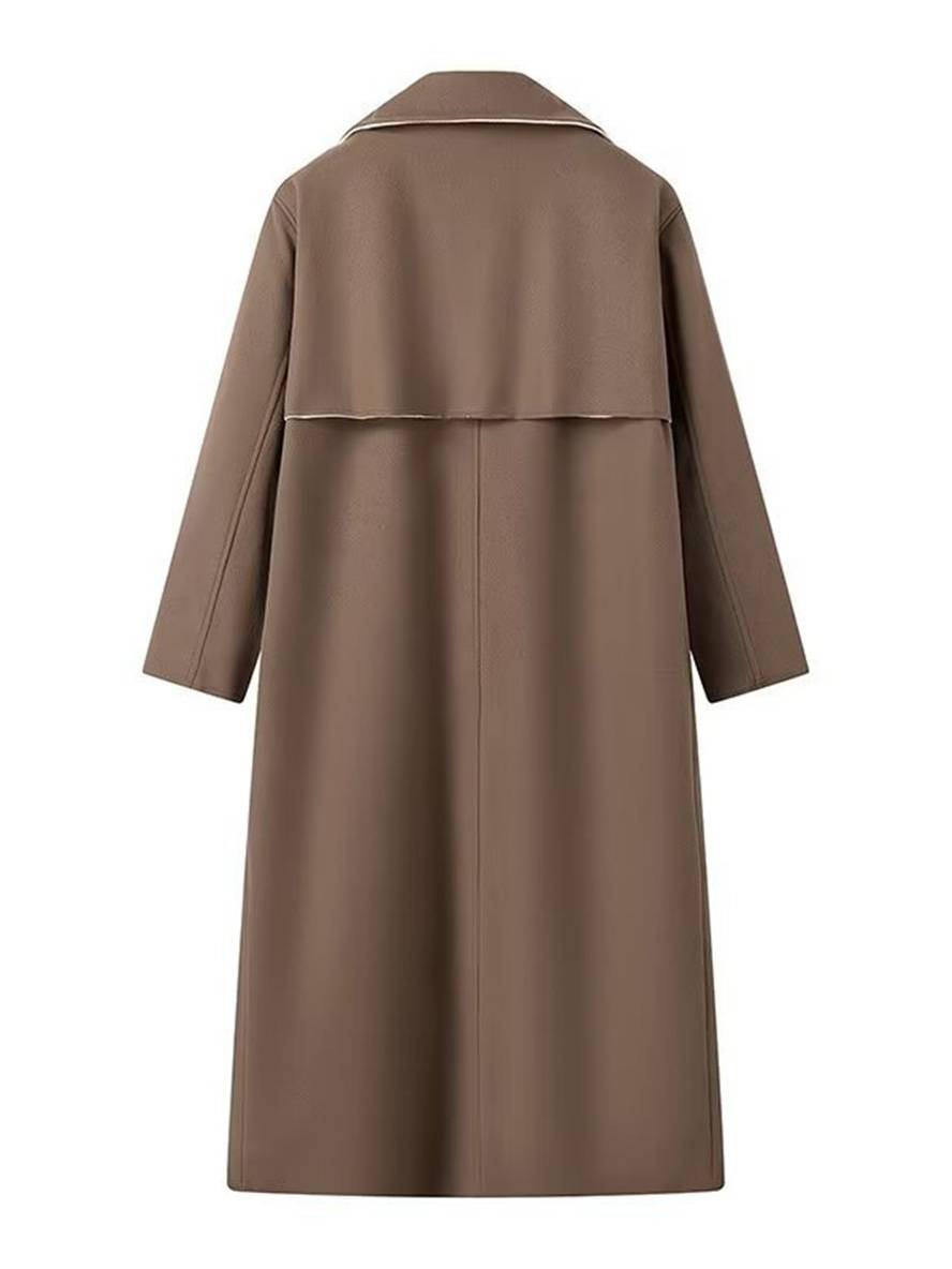 Cocolii longue manteau en laine boutonnage poches col revers manches longues femme élégant décontracté ample hiver chic veste