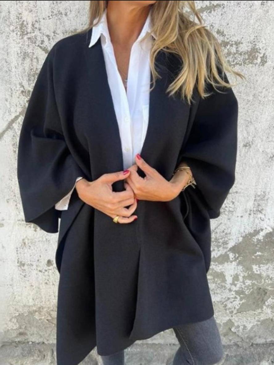 Cocolii court poncho manteau femme unicolore nœud femme élégant décontracté ample oversized veste