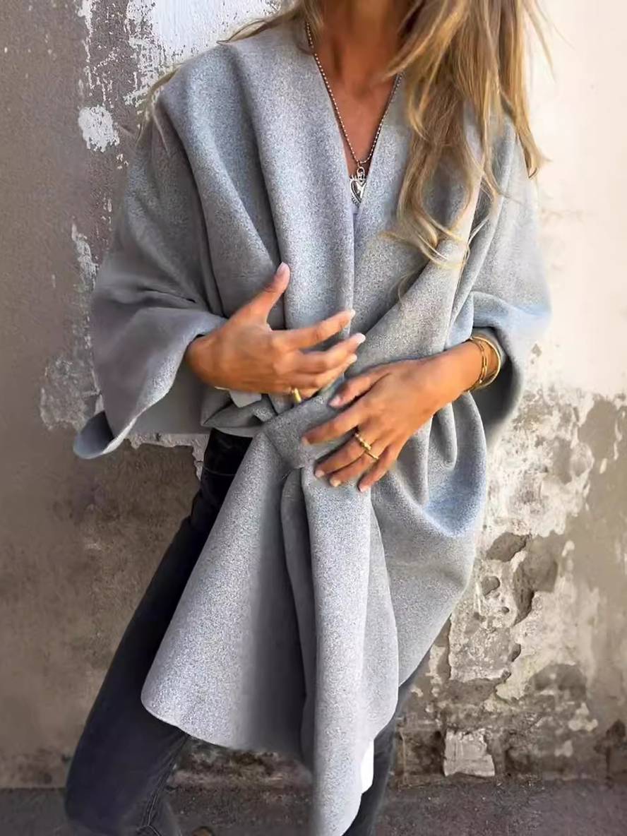 Cocolii court poncho manteau femme unicolore nœud femme élégant décontracté ample oversized veste