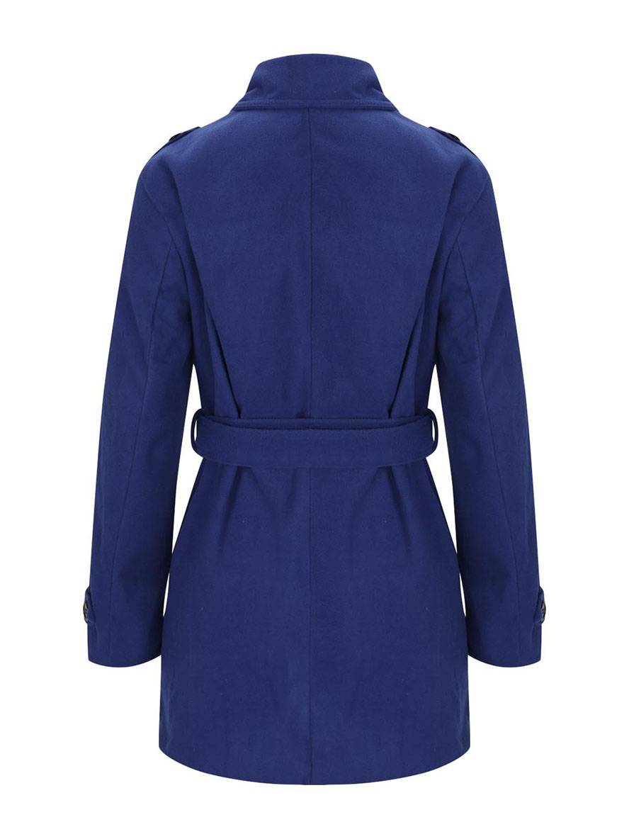 Cocolii mi-longue manteau en laine double boutonnage ceinture col revers femme élégant décontracté veste