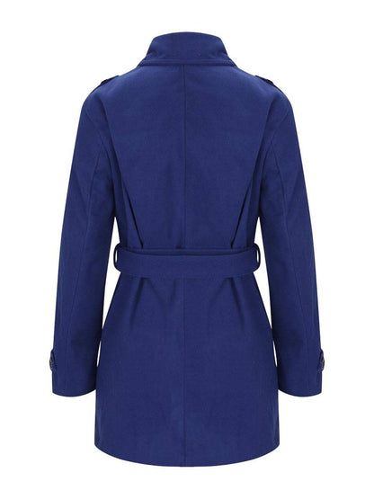 Cocolii mi-longue manteau en laine double boutonnage ceinture col revers femme élégant décontracté veste