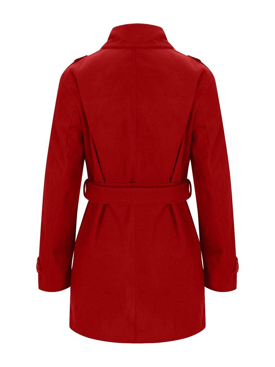 Cocolii mi-longue manteau en laine double boutonnage ceinture col revers femme élégant décontracté veste