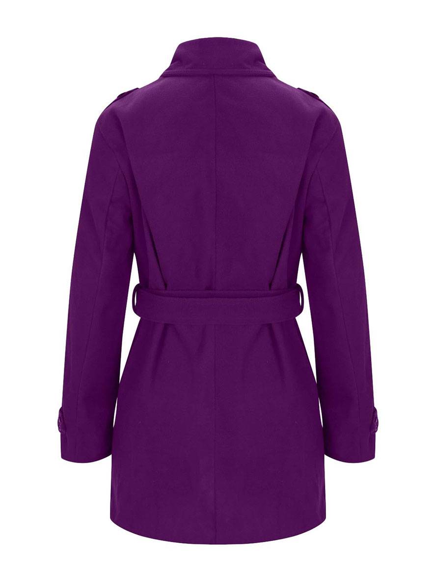 Cocolii mi-longue manteau en laine double boutonnage ceinture col revers femme élégant décontracté veste