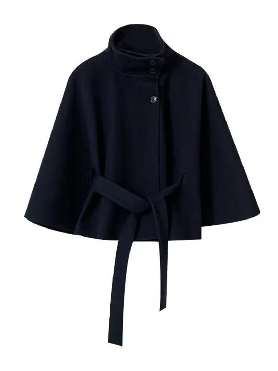 Cocolii court poncho manteau femme boutonnage ceinture col montant manches cape décontracté ample manteau cape