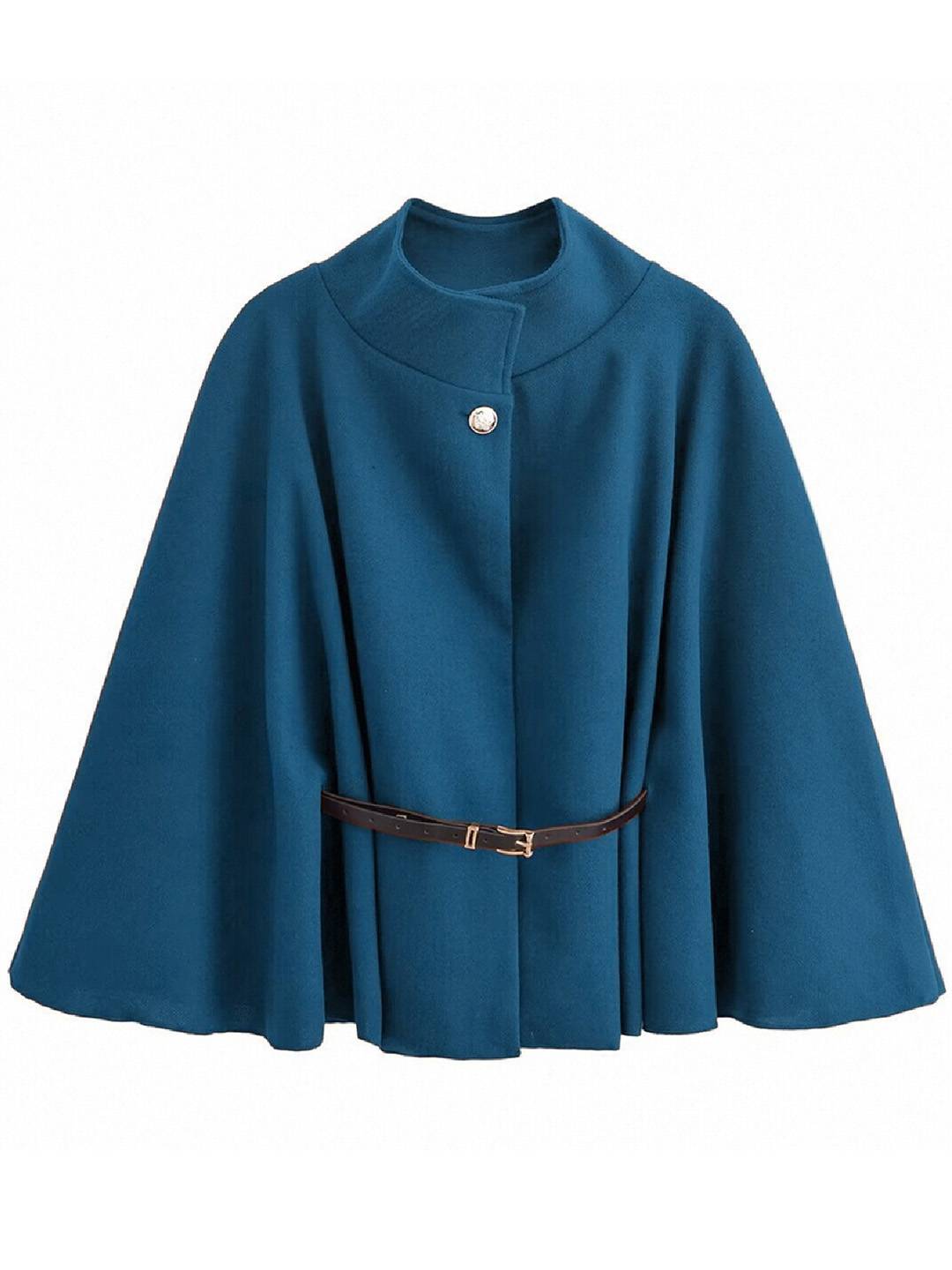 Cocolii courte poncho manteau femme cape ceinture col montant manches cape manches longues élégant ample vintage veste