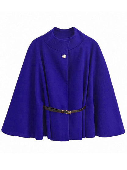Cocolii courte poncho manteau femme cape ceinture col montant manches cape manches longues élégant ample vintage veste