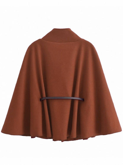 Cocolii court poncho manteau femme veste cape ceinture col montant manches longues oversized décontracté vintage blouson