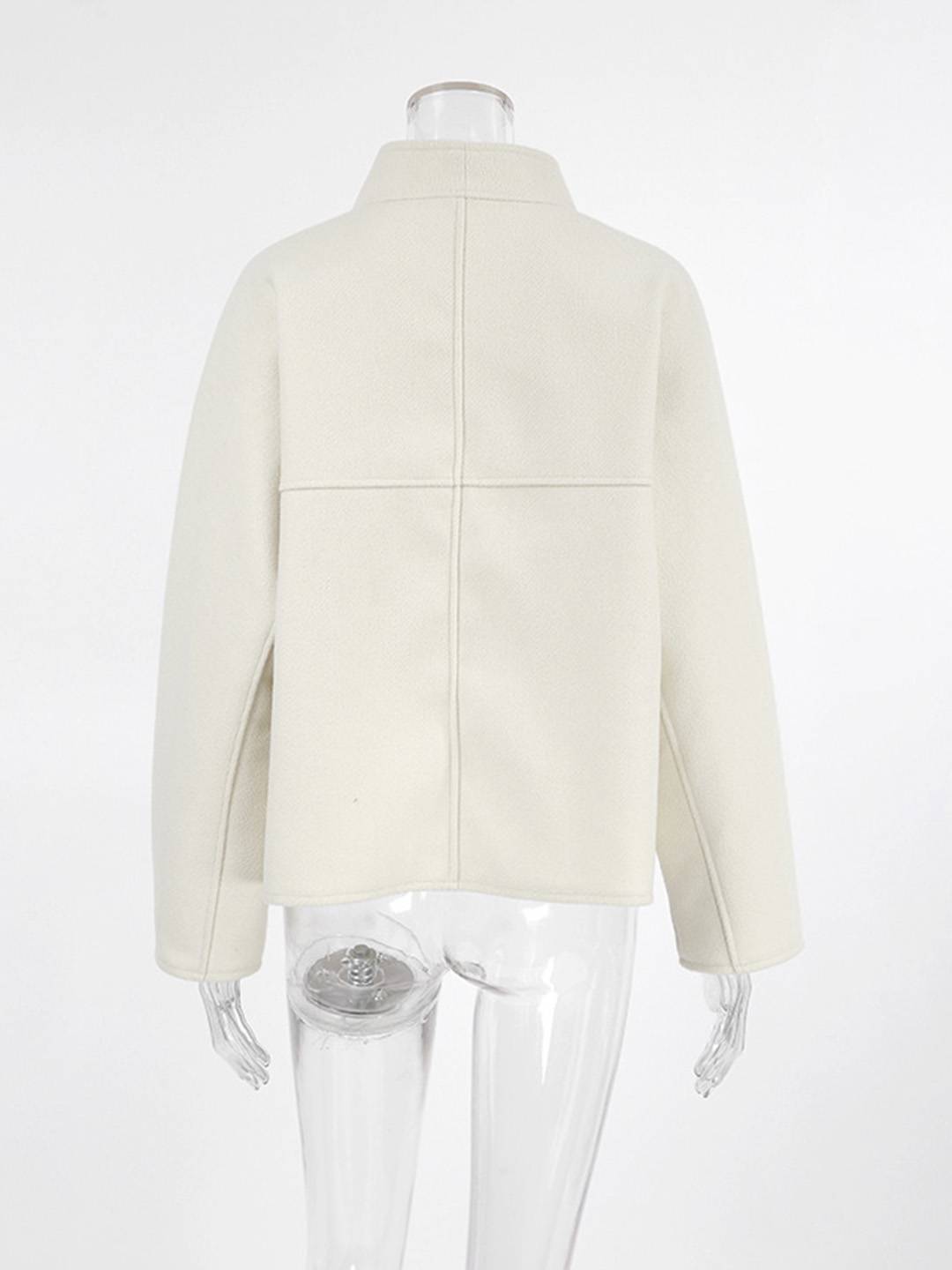 Cocolii court manteau en laine unicolore v-cou manches longues femme décontracté ample oversized veste automne hiver