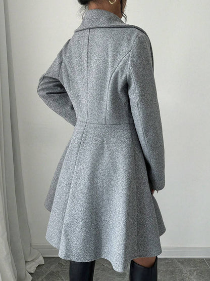 Cocolii mi-longue manteau patineuse boutons col revers manches longues femme doux élégant vintage veste de soirée