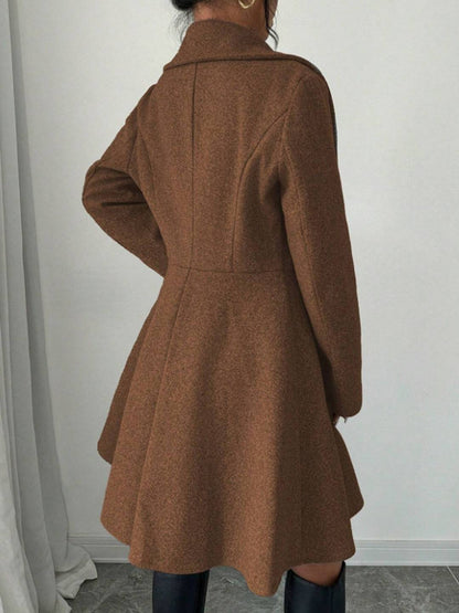 Cocolii mi-longue manteau patineuse boutons col revers manches longues femme doux élégant vintage veste de soirée