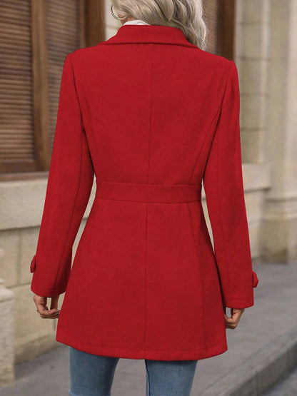 Cocolii mi-longue manteau élégant femme hiver chaud coupe-vent avec ceinture ajustable col rabattu boutonné idéal quotidien