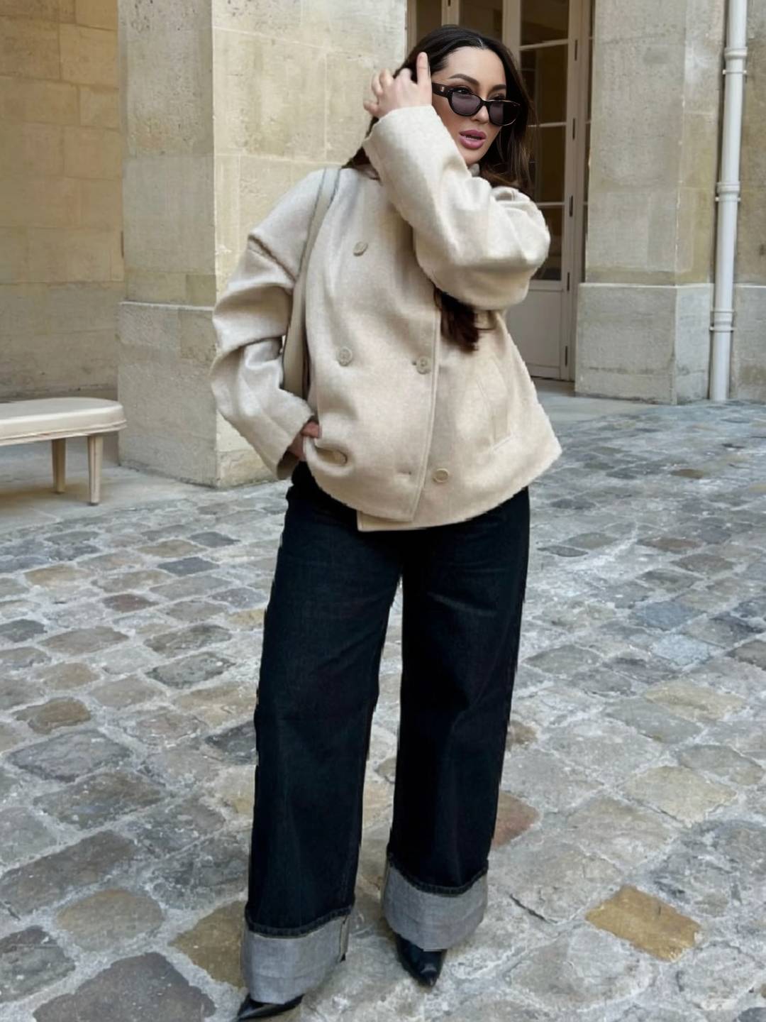 Cocolii manteau femme veste caban double boutonnage col montant manches longues vintage décontracté hiver blouson