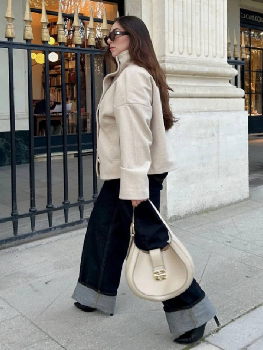 Cocolii manteau femme veste caban double boutonnage col montant manches longues vintage décontracté hiver blouson