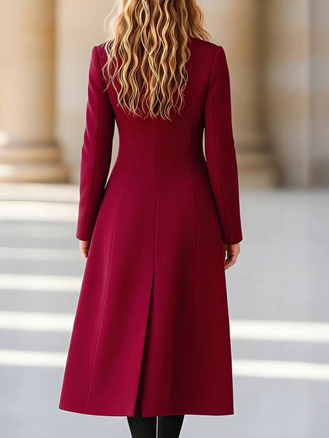 Cocolii longue manteau trapèze femme double boutonnage poches col revers manches longues décontracté vintage veste