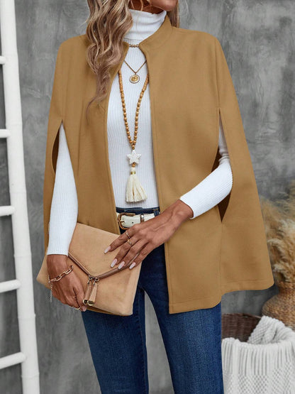 Cocolii court poncho manteau femme col montant manches cape sans manches vintage décontracté veste cape de bureau