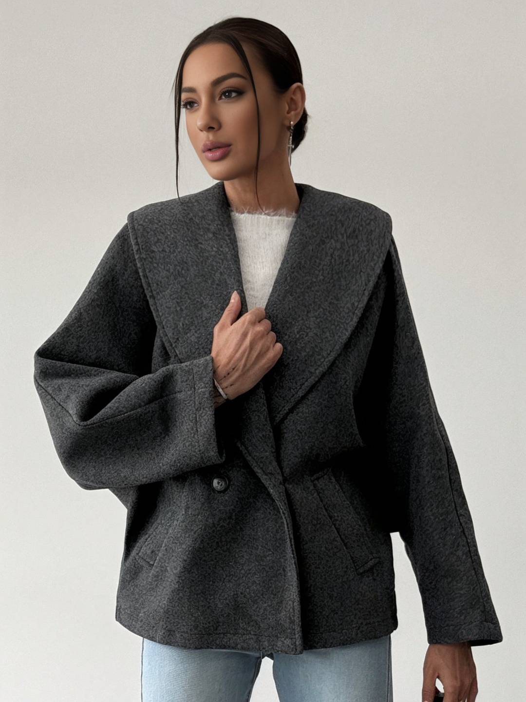 Cocolii manteau femme en laine manches chauve souris poches col revers vintage décontracté oversized veste pour automne