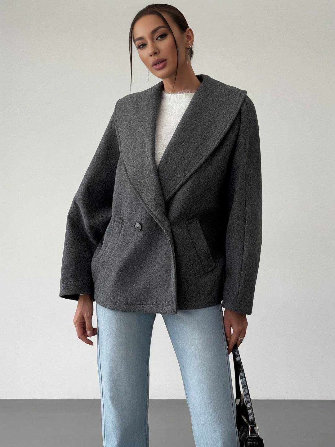 Cocolii manteau femme en laine manches chauve souris poches col revers vintage décontracté oversized veste pour automne