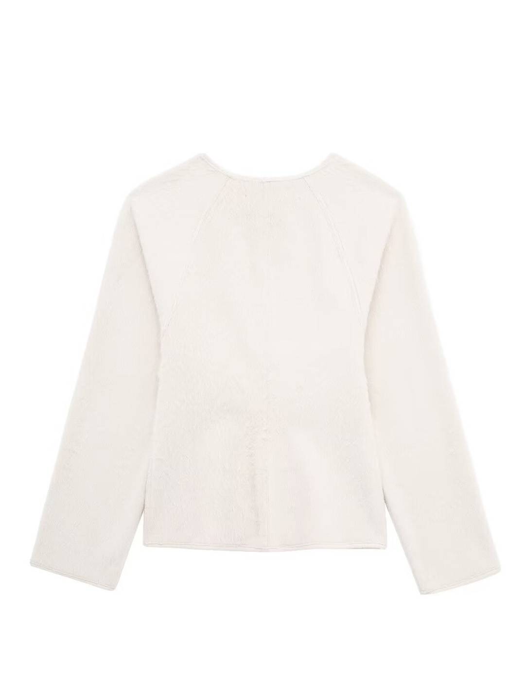 Cocolii manteau v-cou à boucles en cuir manches longues femme casual doux élégant décontracté vintage chic veste