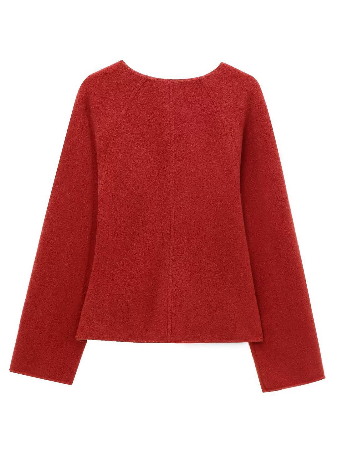 Cocolii manteau v-cou à boucles en cuir manches longues femme casual doux élégant décontracté vintage chic veste