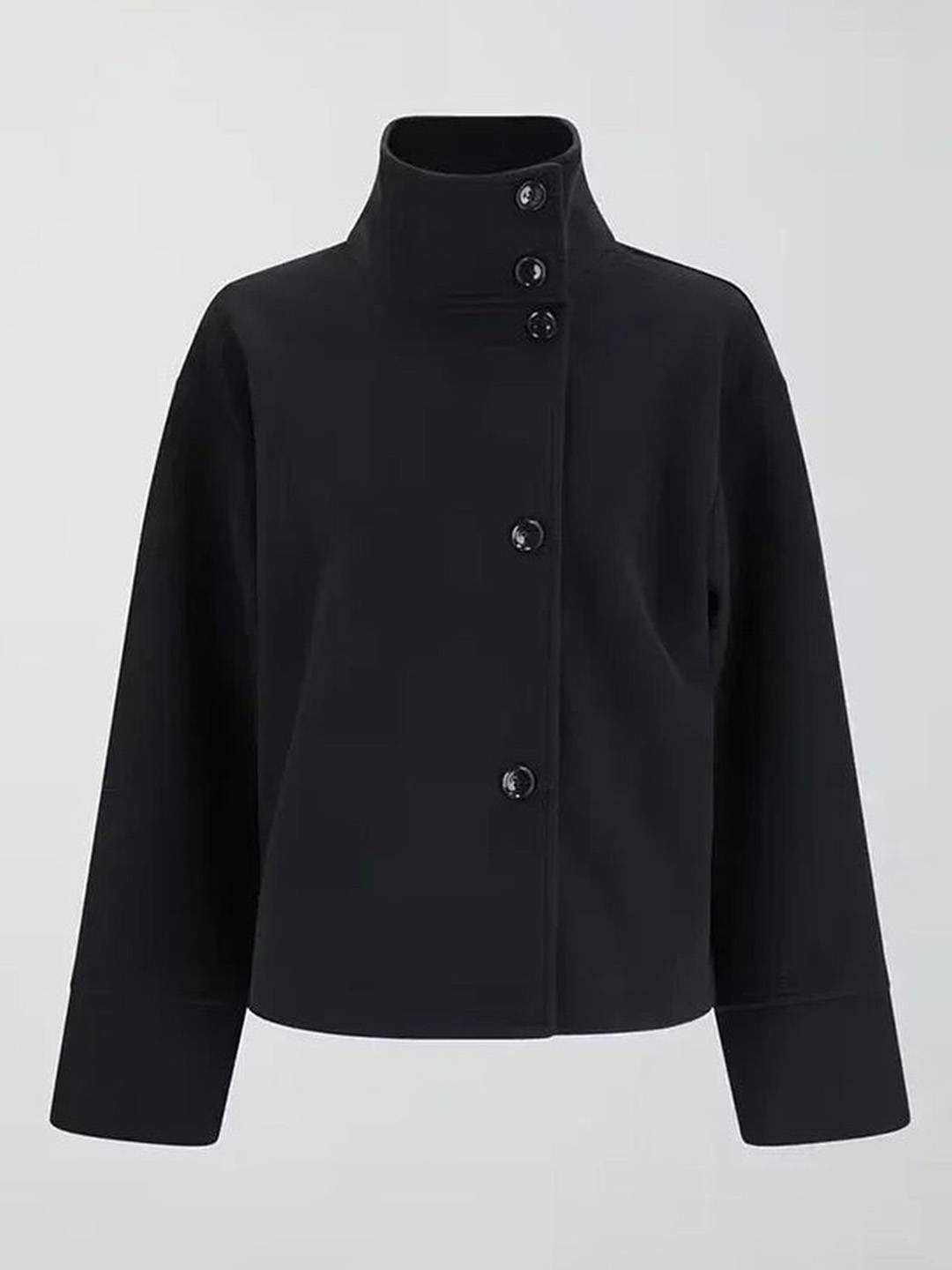 Cocolii veste court femme à col montant et boutonnage asymétrique manches longues élégant décontracté manteau automne