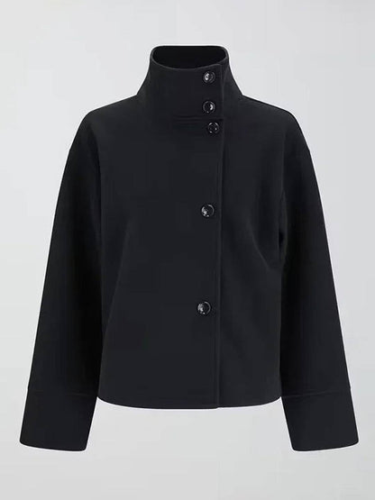 Cocolii veste court femme à col montant et boutonnage asymétrique manches longues élégant décontracté manteau automne