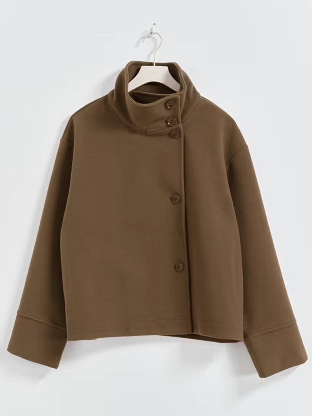 Cocolii veste court femme à col montant et boutonnage asymétrique manches longues élégant décontracté manteau automne