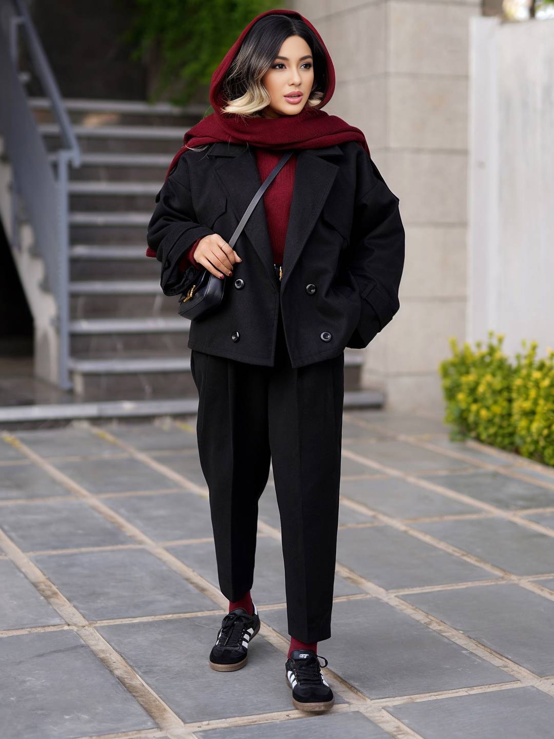 Cocolii court manteau caban femme double boutonnage poches col revers décontracté oversized veste d'hiver