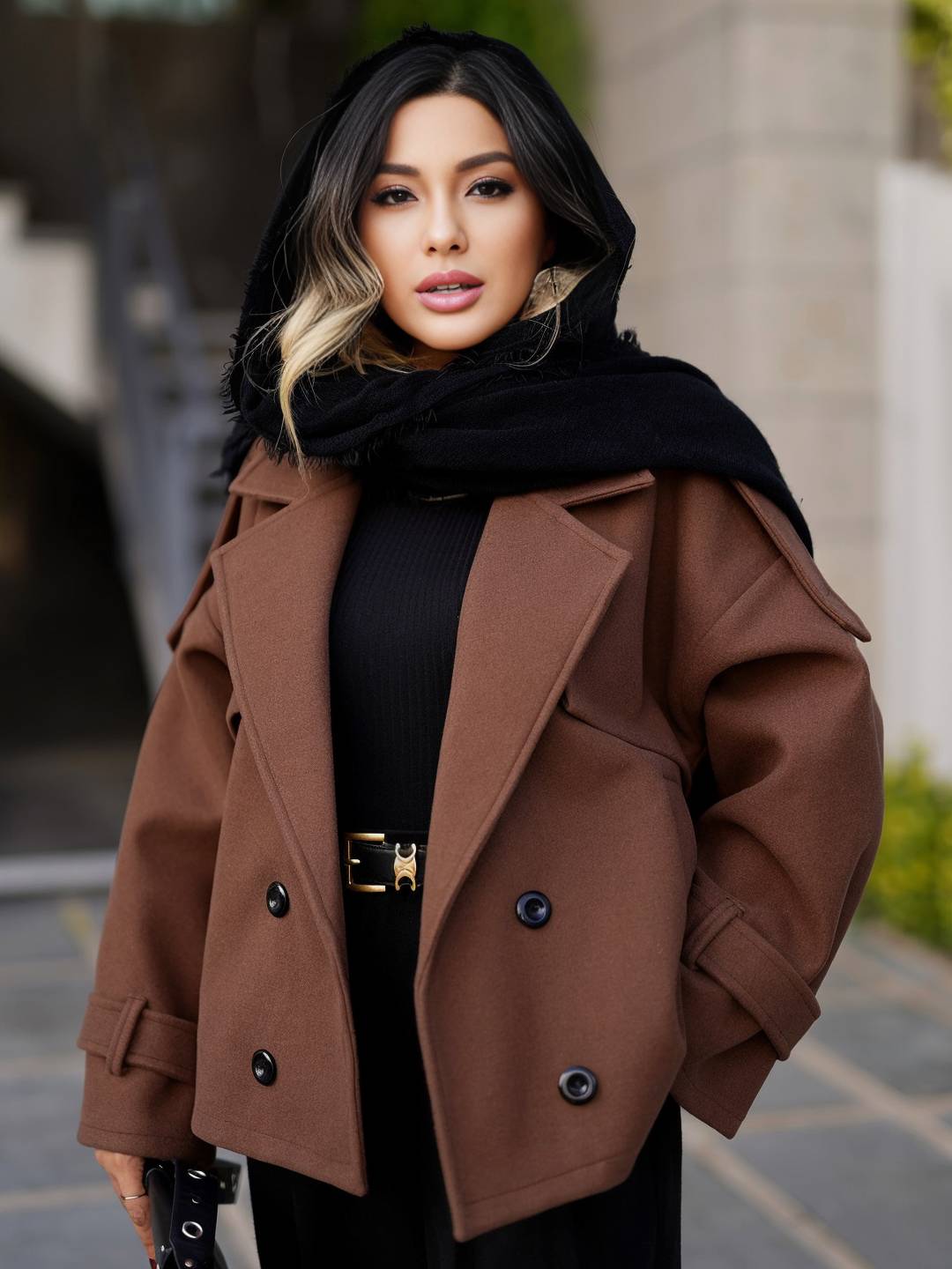 Cocolii court manteau caban femme double boutonnage poches col revers décontracté oversized veste d'hiver