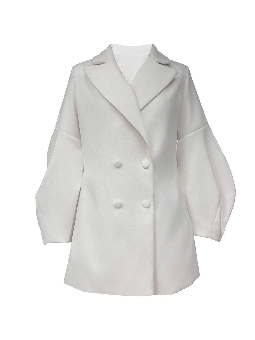 Cocolii mi-longue manteau patineuse femme double boutonnage col revers manches longues doux élégant vintage veste robe
