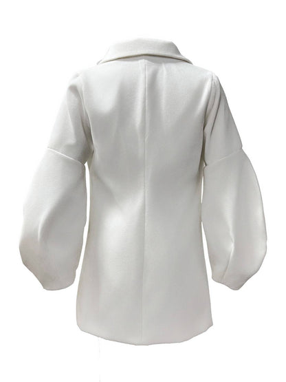 Cocolii mi-longue manteau patineuse femme double boutonnage col revers manches longues doux élégant vintage veste robe