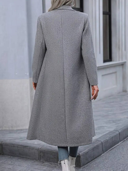 Cocolii longue manteau en laine double boutonnage poches col revers manches longues femme élégant décontracté vintage veste