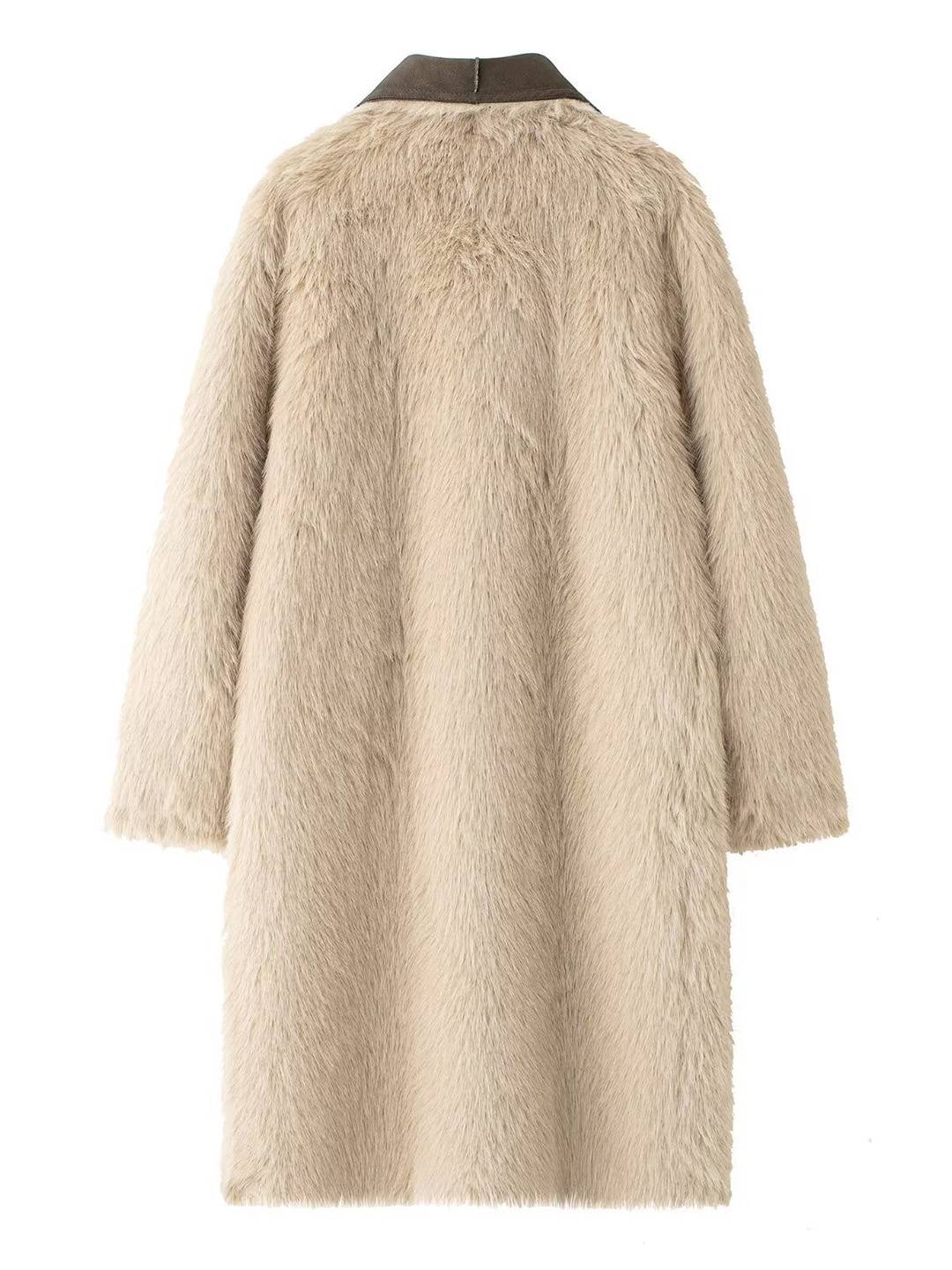 Cocolii longue manteau femme en daim synthétique et fausse fourrure chaud col revers élégant oversized vintage veste