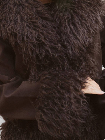 Cocolii manteau en fausse fourrure femme hiver doublure polaire épaisse revers chaud boutonné élégant veste mode vintage