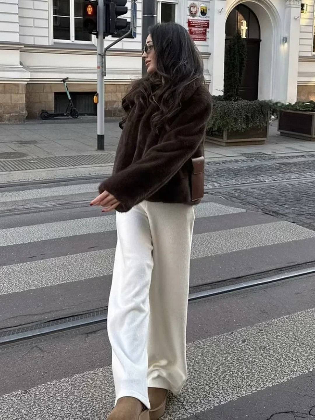 Cocolii court veste en fausse fourrure femme blouson hiver chic et chaud à col revers manteau élégant décontracté