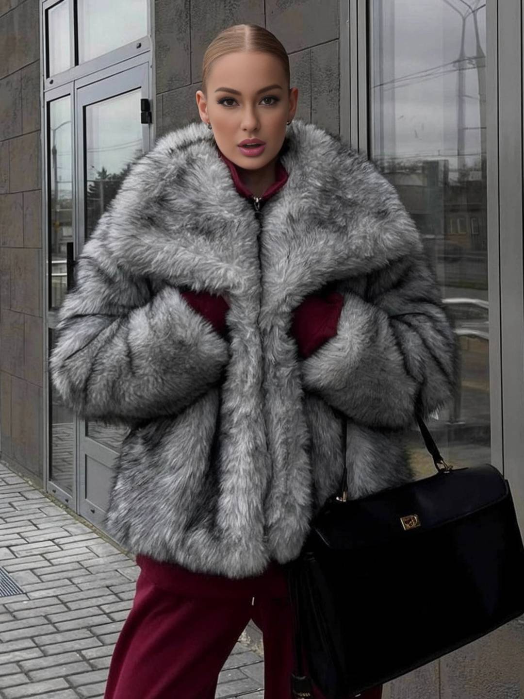 Cocolii manteau femme en fausse fourrure moelleuse col revers ample veste hiver chaude blouson chic doux style shaggy