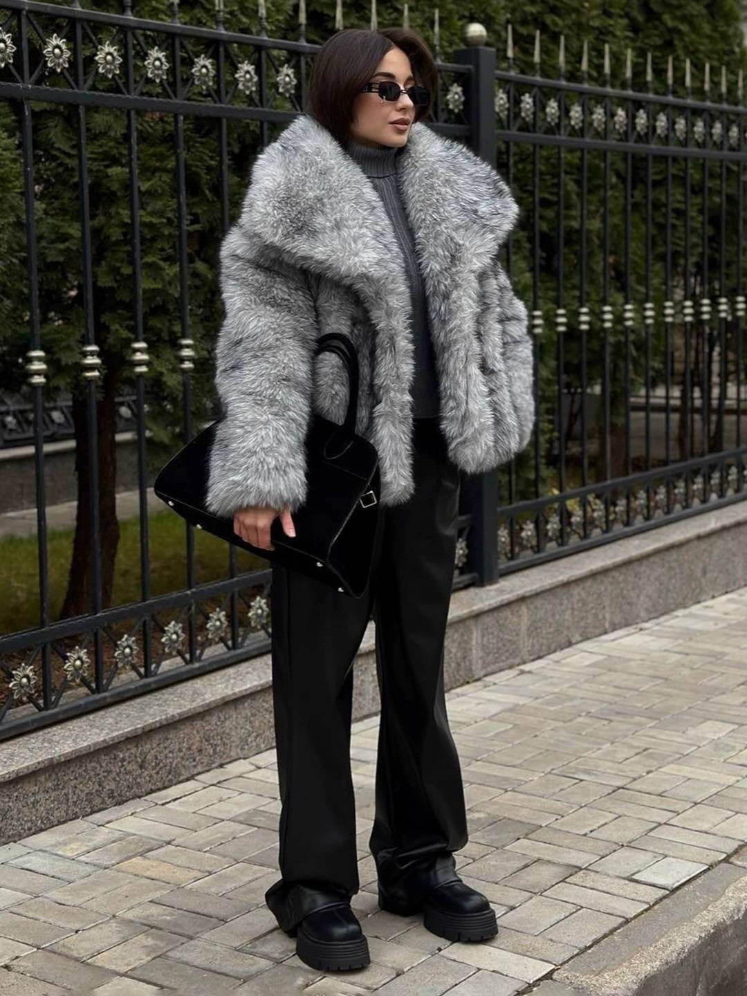 Cocolii manteau femme en fausse fourrure moelleuse col revers ample veste hiver chaude blouson chic doux style shaggy