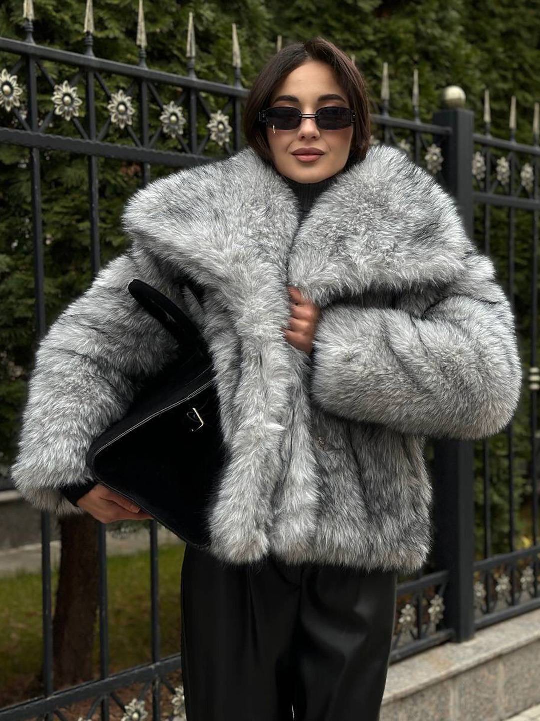 Cocolii manteau femme en fausse fourrure moelleuse col revers ample veste hiver chaude blouson chic doux style shaggy