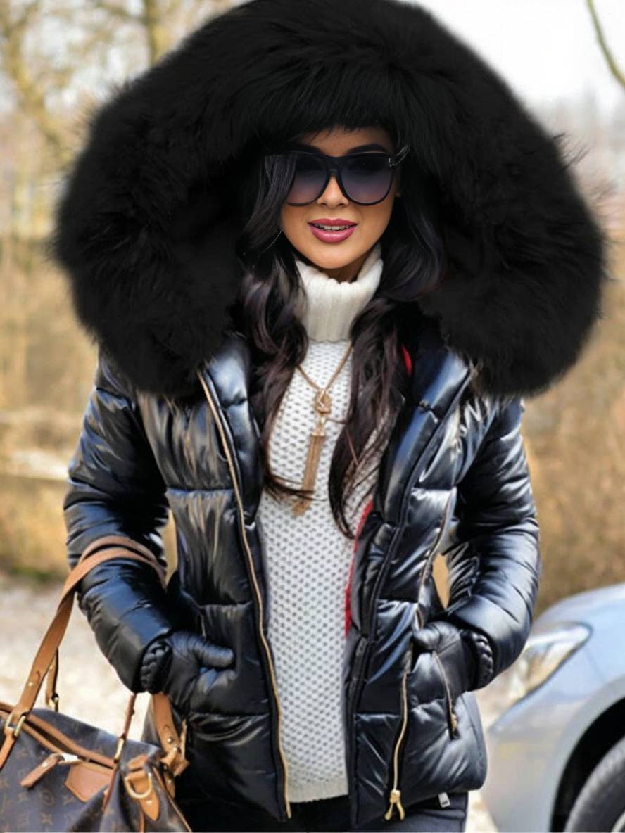 Cocolii court manteau doudoune à capuche avec fausse fourrure fermeture éclair poches femme hiver décontracté veste