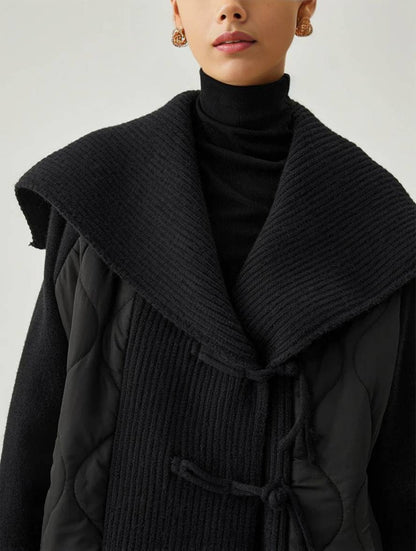 Cocolii manteau géométrique coton boutonnage poches col revers manches longues femme décontracté ample veste