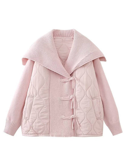 Cocolii manteau géométrique coton boutonnage poches col revers manches longues femme décontracté ample veste