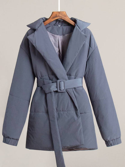 Cocolii hiver mi-longue manteau unicolore ceinture col revers manches longues femme décontract ample oversized casual