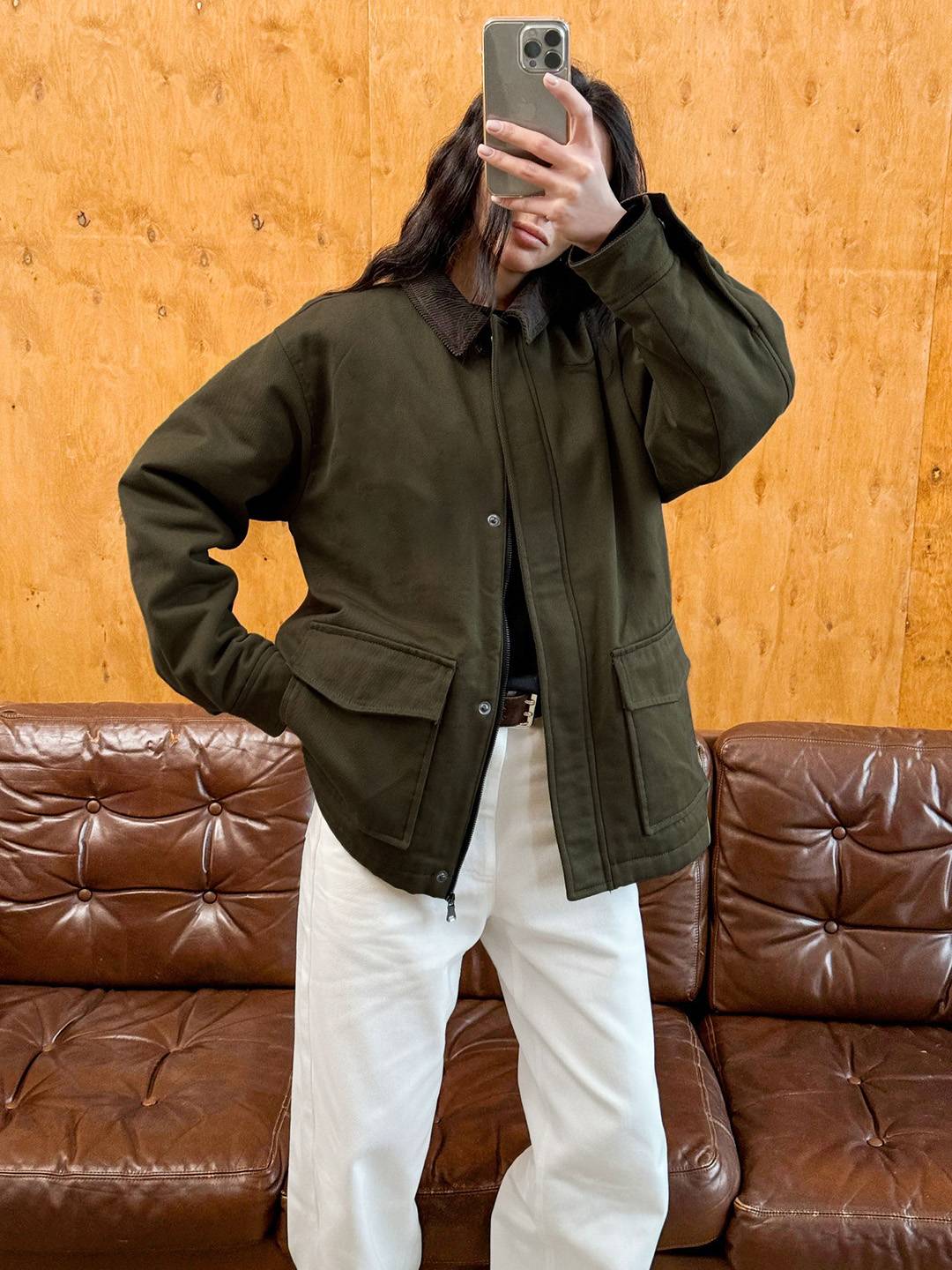 Cocolii parka femme col revers fermeture éclair poches manches longues vintage décontracté automne hiver manteau