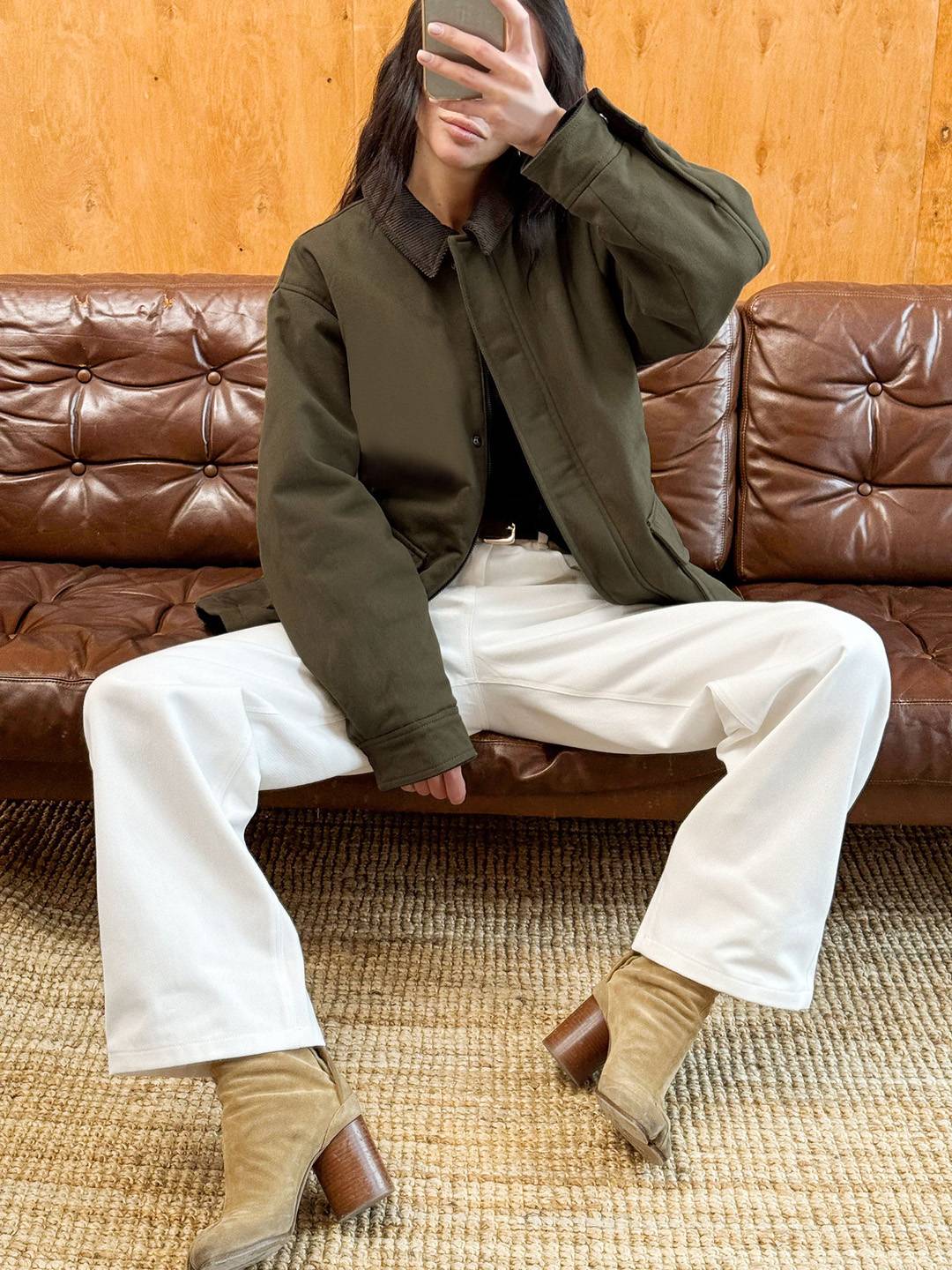 Cocolii parka femme col revers fermeture éclair poches manches longues vintage décontracté automne hiver manteau