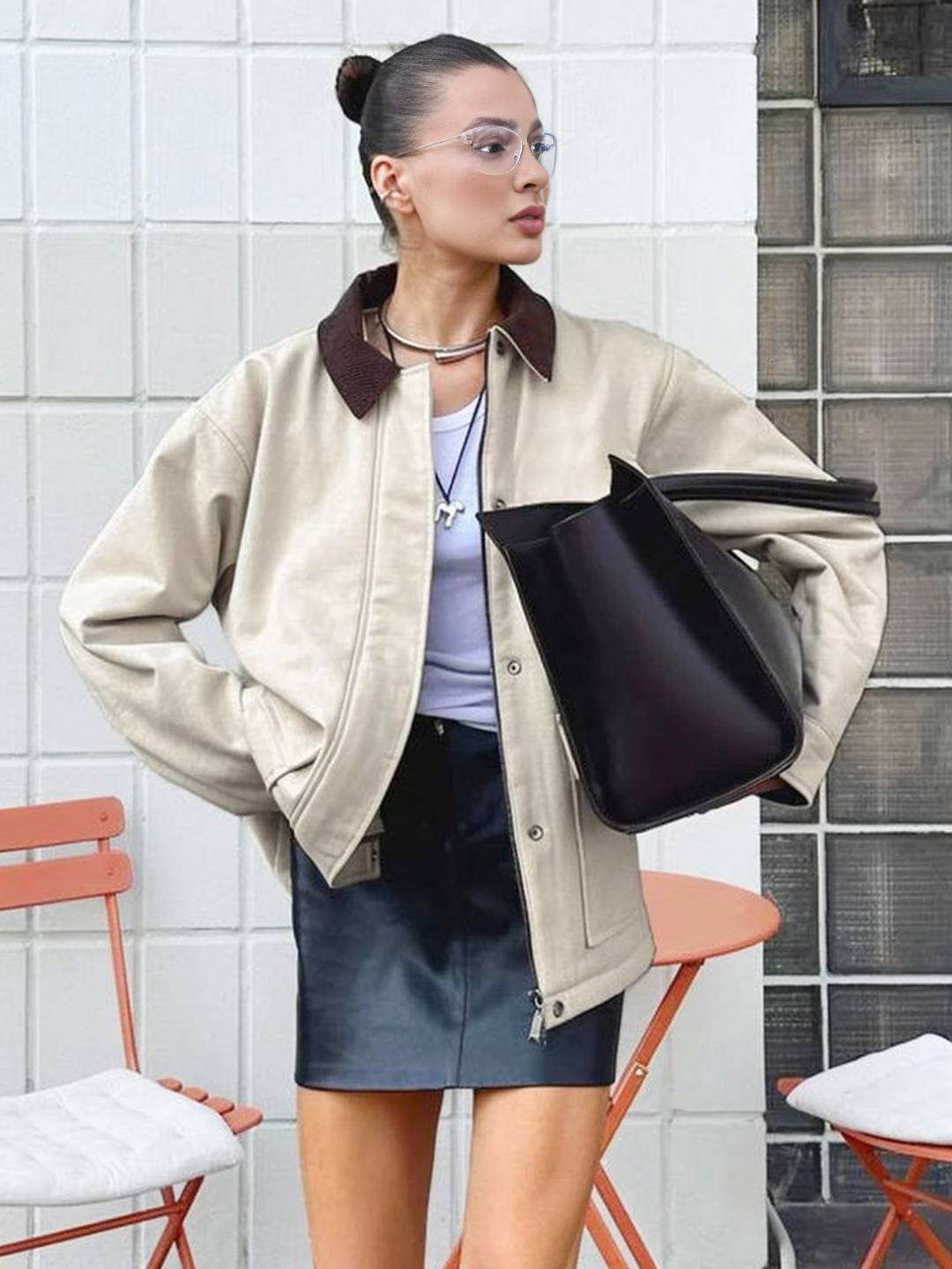 Cocolii parka femme col revers fermeture éclair poches manches longues vintage décontracté automne hiver manteau