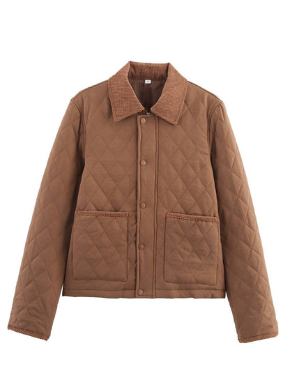 Cocolii veste matelassée femme à col en velours côtelé doudoune légère courte et chaude pour automne et hiver manteau